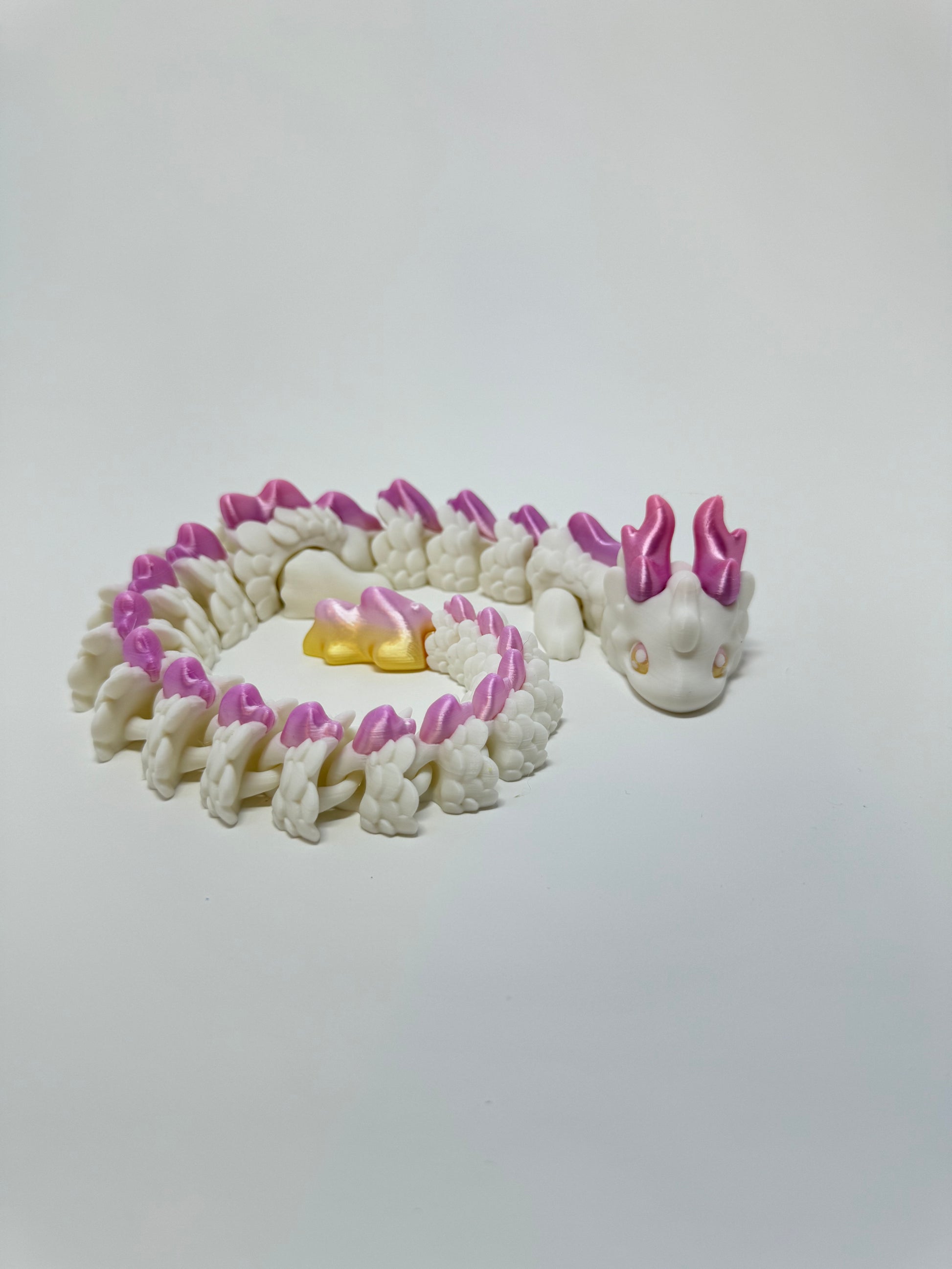 White and Pink Kaida Dragon - Curled